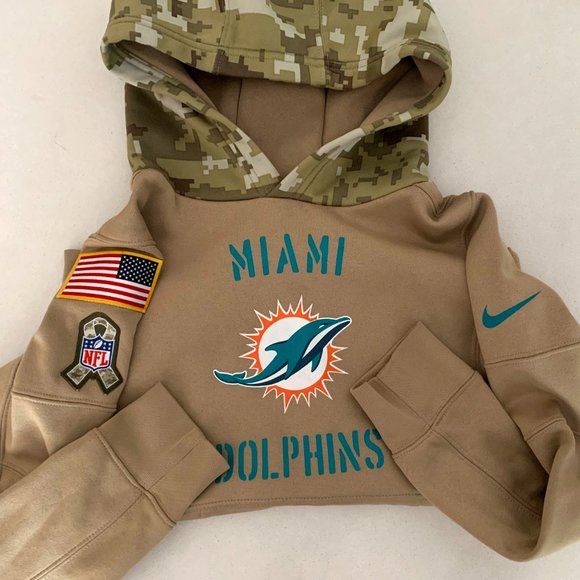 MIAMI DOLPHINS NFL ONFIELD KIDS HOODIE SALUTE TO SERVICE AMERICA PROUD 140-150cm - Picture 3 of 11